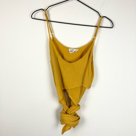Revolve Somedays Lovin Wrap Around Tie Crop Tank Top Size Small Golden Yellow - Picture 3 of 8
